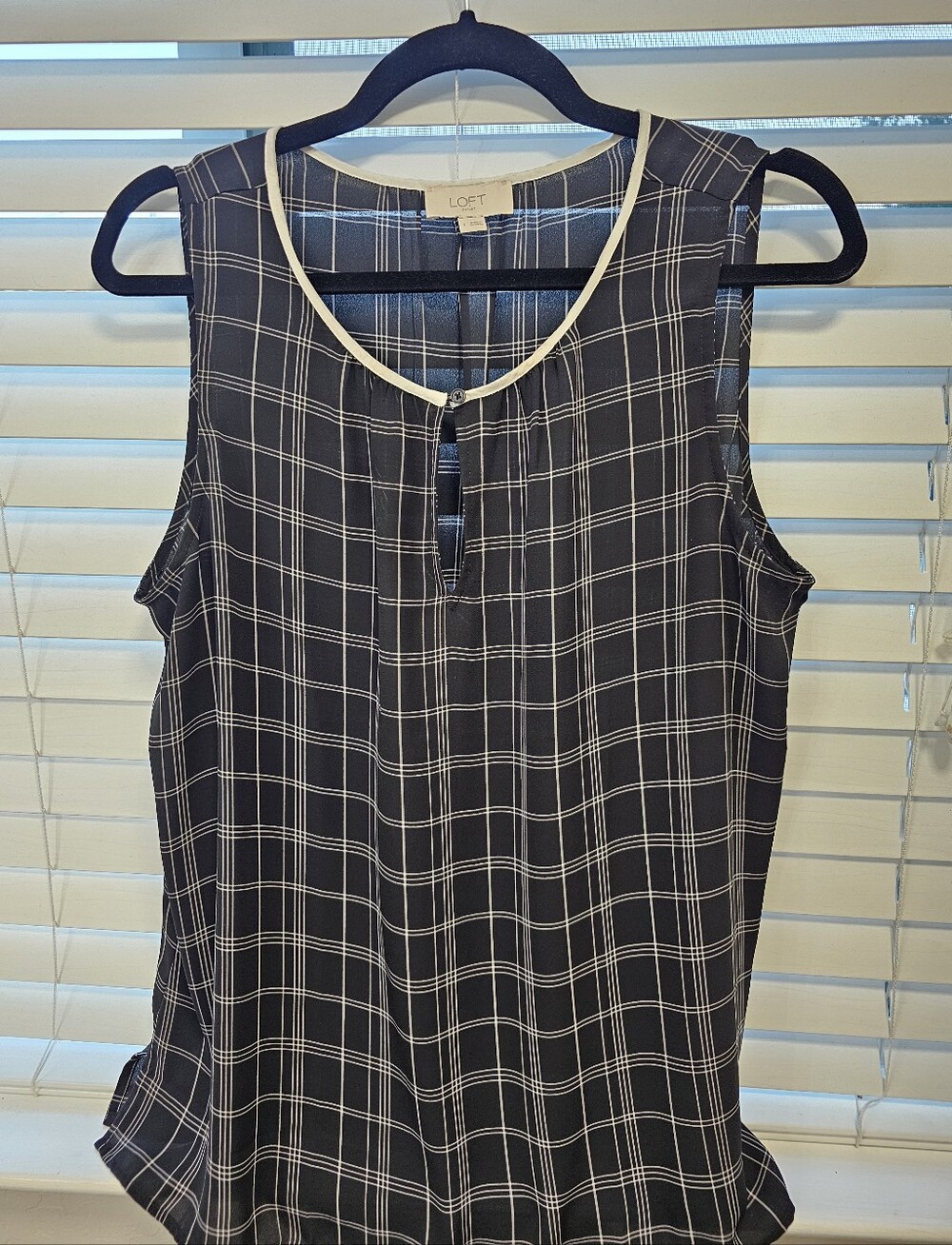 LOFT Black and White Plaid Sleeveless Camisole